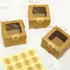 Transfronterizo En Stock Color Blanco Piel de Vaca Para Hornear Para Llevar Empaque Pequeño para Pasteles Cajas de Cartón para Pasteles Vasos de Papel Cajas para Muffins Venta al por Mayor