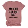 Mi Corazón Está en Ese Sitio Independiente de Deseos Estilo Europeo y Americano Camiseta Casual Simple de Manga Corta con Cuello Redondo para Mujer para Exportación