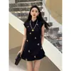 Verano Nuevo Estilo Chino Celebridad de Internet Retro Lujo Ligero Versátil Moda Holgada Adelgazante Gama Alta Rejuvenecedor Estilo Nacional Popular Falda Corta