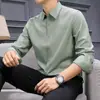 [Tecnología Negra de Seda de Hielo] Camisa de Manga Larga de Modal para Hombre Casual Anti-arrugas Sin Planchar Sin Marcas Camisa de Vestir de Negocios