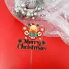 Enchufe de tarjeta acrílica con impresión a color para Elk Santa Claus vestido de postre fábrica directa para decoración de pastel de Navidad