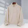 Sudadera de cuello alto con media cremallera estilo americano para hombre, Chaqueta de marca moderna de color liso con cuello alto, Ropa de trabajo para grupos, Impresión de logotipo personalizado transfronteriza