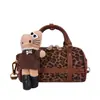 Bolso de Mano Vintage Maillard Cilindro Boston, Bolso de Mano de Retazos de Nicho, Estampado de Leopardo Color-Block Pequeño para Hombro Cruzado de Viaje