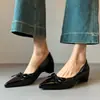 Pele de Ovelha~Bico Fino Laço Salto Escondido de 5cm Sapatos Baixos para Mulheres 2026 Novo Estilo Sapatos de Boca Rasa Sapatos Gentis para Noite