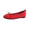 Zapatos Planos Rojos para Mujer Boca Baja con Lazo de un Solo Paso Cómodos Versátiles para Viajar Mocasines Tallas Grandes para Mujer 41 a 43