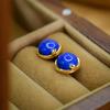 Pendientes de lapislázuli de plata S925, pendientes de bambú, chapados en oro, plata fina, elegantes, naturales, a la moda, ligeros, de lujo, combinables, sencillos.