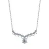 Collar de Ala de Ola Plateada Transfronterizo para Mujer Colgante de Plata de Ley S925 Collar de Moissanita Collar de Cadena para Clavícula de Moissanita de 1 Quilate