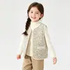 Chaleco de Lana Espeso de Cinco Capas para Niñas, Chaqueta Floral sin Mangas, Nuevo Estilo de Invierno, Capa Interior de Uniforme Escolar de Algodón Talla Mediana y Grande