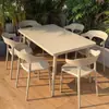Conjunto de Mesa de Jantar Redonda Grande Tendência em Aço Carbono para Áreas Externas, Aço Carbono à Prova d'Água para Restaurantes Externos e Lojas de Churrasco, Uso Comercial