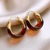 Moda Agulha de Prata Simples Brincos Redondos de Resina Retrô Nicho Elegante Versátil Acessível Luxo Brincos de Alta Qualidade para Mulheres