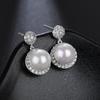 S925 Sterling Brincos de prata brincos de pérola AAA zircon incrustado brincos branco chapeado simples requintado de fábrica brincos diretos