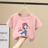 Camiseta de Manga Curta para Meninas Verão 2026 Novo Estilo Top Cartoon para Meninas Mais Velhas Camiseta Casual de Meia Manga de Verão para Crianças