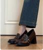 Zapatos Mary Jane Retro Franceses para Mujer 2026 Estilo Nuevo Tacón Grueso Suela Gruesa Zapatos Pequeños de Piel Slip-On Zapatos Negros de Tacón Alto para el Trabajo