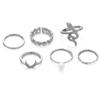 Juego de 6 Anillos Retorcidos de Perlas Transfronterizos Estilo Retro Europeo y Americano Anillo Retorcido en Forma de Serpiente Juego de Anillos de Perlas Sencillo