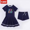 Traje de baño para niñas, Tallas mediana y grande, Traje de baño de una pieza con mangas cortas, Traje de baño de secado rápido con protección solar para niñas, Estilo deportivo Pequeña Princesa