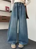 Calça Jeans Feminina Primavera e Outono 2026 Nova Casual Solta Outono Reta Perna Larga Estilo Outono Crianças Grandes Calças Infantis