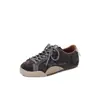 Sapatos Casuais de Treinamento Moral Estilo Coreano Color Block Estrela de Cinco Pontas 2025 Confortáveis de Salto Baixo Aumento Interno Cadarço Forrados com Lã para Mulheres
