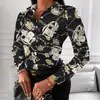 Camisa Casual de Manga Larga para Mujer 2025 Estilo Étnico Impresión 3D Talla Grande Delgado Cárdigan de Botones