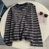 Moletom Listrado Color Block Triângulo Retro Coreano Pelo Sintético de Coelho Grosso Quente Estilo Preguiçoso Outono Inverno Top Solto Tendência