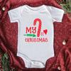 Comercio exterior Venta caliente de Navidad Mi 1ª Navidad mameluco de algodón para bebé mono blanco de manga corta