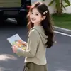 Conjunto de Outono para Meninas 2026 Novo Estilo Moda Fashionável Outono Infantil Cardigã com Capuz Calças de Pernas Largas Conjunto de Duas Peças