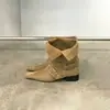 Botas Cowboy Ocidentais 2025 para Mulheres, Botas Médias Chunky de Outono, Botas de Montaria Slouchy Emagrecedoras, Botas Melad para Mulheres