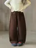 Esquema de Color Vintage Multicolor~Pantalones de Pana Lavada a Rayas Verticales para Niños, Parches, Pierna Ancha, Pantalones Largos Escolares Duraderos