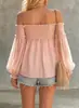 Outono/Inverno 2026 Nova Moda Transfronteiriça Amazon Wish Moda Feminina Europeia e Americana Cor Sólida Ombro a Ombro Casual Franzida Camisa Blusa