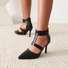 Sandalias puntiagudas de verano para mujer de tallas 32-48 yardas europeas y americanas, combinación de colores, punta cubierta, tacón alto, zapatos de mujer X2301107
