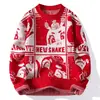 Suéter de Marea Nacional para Hombre Joven de Invierno Rojo Ropa de Año Nuevo Nueva Llegada Dibujos Animados Festivo Suéter Tejido para el Año del Dragón