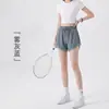 Shorts Esportivos de Renda com Tule Falso de Duas Peças Transfronteiriços com Cordão Calças de Três Quartos para Yoga em Estoque Calças Fitness Femininas para Exterior