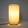Madeira Sólida Nórdica Flores Secas Linho Tecido Transfronteiriço Capa Luminária de Mesa de Linho Luz Noturna Quarto Pintado à Mão Classe Pequena Luminária de Mesa