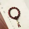 Pulseira de contas de madeira rosa de folha pequena DIY jade dongling nó de bambu arranha-céu homens e mulheres pulseira wenwan contas de buda de sândalo vermelho