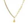 Cadena de Bolas Europea y Americana Transfronteriza Empalmada Acero de Titanio No se Desvanece Collar Simple para Mujer Cadena de Clavícula de Gama Alta Nicho Joyería