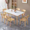Mesa de jantar de madeira maciça ecológica, mesa e cadeiras de jantar para casa estilo nórdico, mesa e cadeiras retangulares, conjunto de mesa e cadeiras de tampo de rocha