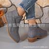 Otoño e invierno 2022 nuevas botas de mujer gamuza cremallera doble cara talla grande botas cortas de mujer transfronterizas