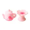 Juego de Té Rosa Flor de Cerezo Estilo Japonés Accesorios de Resina, Tetera y Taza de Té Realistas Decoraciones para Casa de Muñecas DIY Adornos de Juego de Imitación