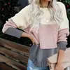 Suéter para mujer de comercio exterior transfronterizo de Amazon, suéter de punto de moda para otoño e invierno con cuello redondo, top de punto casual holgado