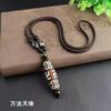 Collar de Cuenta Dzi de Nueve Ojos del Tíbet Colgante de Ágata Cadena de Suéter de Personalidad Vintage Estilo Étnico Cuerda de Algodón Colgante Largo Unisex