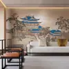 Nuevo Estilo Chino Estilo Antiguo Pabellón de Palacio Revestimiento de Pared Decoración de Hotel Papel Tapiz de Relieve Mural de Pared de Fondo Hotel Papel Tapiz Retro