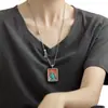 Plata de Ley 925 Nuevo Estilo Chino Colgante de Tara Verde Cadena para Suéter Mantra de Seis Palabras Cadena Trenzada Vintage de Turquesa