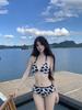 Traje de baño Femenino Sexy Chica Caliente Protección Solar Camisa Exterior de Manga Larga Bikini de Tres Piezas Traje de baño de Cintura Alta que Cubre el Vientre Bikini Fuente Termal