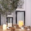 Candelabro de aço inoxidável estilo europeu dourado prateado com vidro Lâmpada de Manteiga Adoração a Buda Abajur à prova de vento Lanterna de decoração de casamento Ornaments