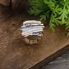 Anillo Elástico Cuadrado Geométrico de Línea Esmaltada de Venta Caliente Transfronteriza para Hombres y Mujeres, Anillo Versátil Creativo de Línea Irregular