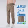 Calça Casual Masculina de Verão Fina Slim-Fit com Cordão, Tendência Jovem, Calça Harem Cool de Nove Pontos 2026