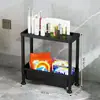 Estante de almacenamiento con costura alta para baño del hogar, estante de almacenamiento para huecos, estante con ruedas para lavadora de pie