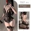 Música Nocturna Lencería Sexy Femenina No Necesita Quitarse Mono Sexy Abierto con Encaje Calado Aspecto Adelgazante de Cintura Pijama para Mujeres 7507