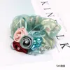 Anillo para la cabeza de hilo de seda rosa hecho a mano Anillo para el pelo de flor de pelo para adultos con tela impresa coreana Tocado de perlas Accesorios para el cabello al por mayor