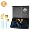 Set de Cubiertos de Acero Inoxidable Amazon para Modelo Nuevo de 26 Años, Apto para Lavavajillas, Cuchillo de Filete Portugués, Tenedor y Cuchara Set de 24 Piezas
