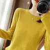 Camiseta base de punto de algodón puro para mujer, cuello redondo con borde enrollado, manga larga, corte holgado, top interior versátil para mujer, Primavera 2026
